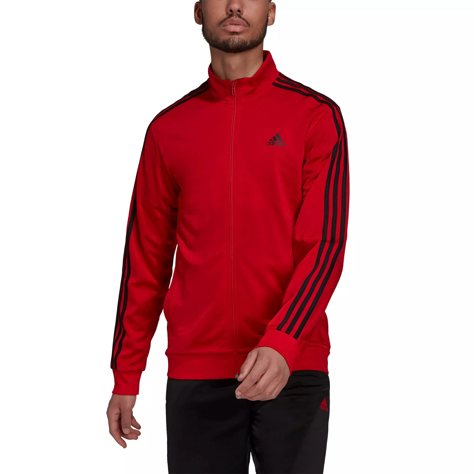 Adidas track jacket red and online black